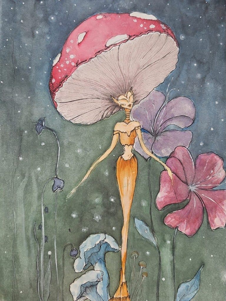Shelter. Drawing on paper. A work by Nur.