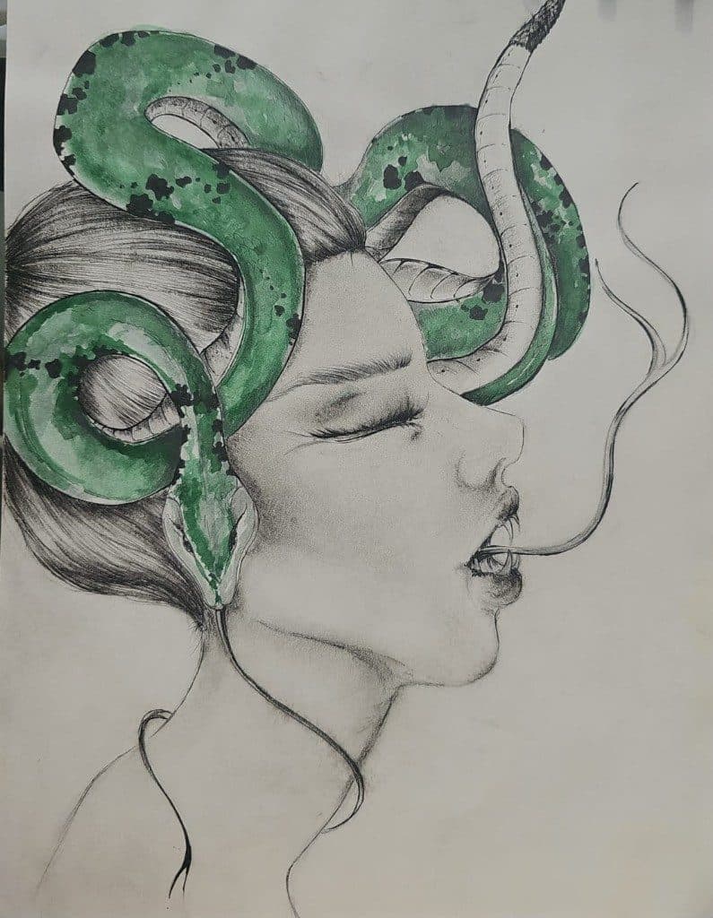 The Exhale. Drawing on paper. A work by Nur.